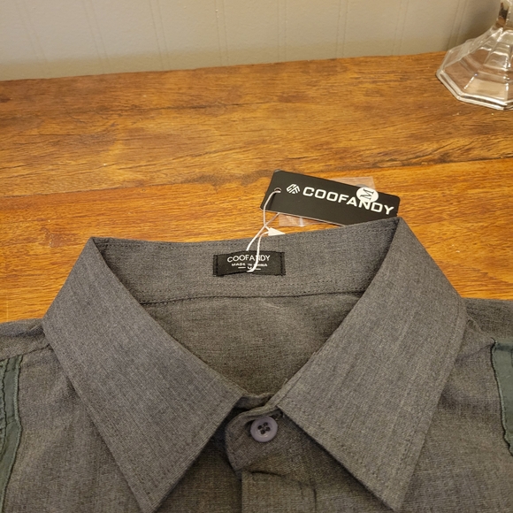 NWT Men's Grey Button Up Shirt - Picture 2 of 8